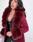 Cappotto luxury bordeaux bordo in volpe