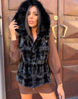 Gilet di visone con cappuccio AWY
