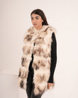 Gilet con cappuccio in volpe lilis