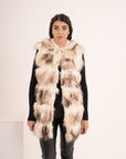 Gilet con cappuccio in volpe lilis