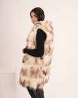 Gilet con cappuccio in volpe lilis