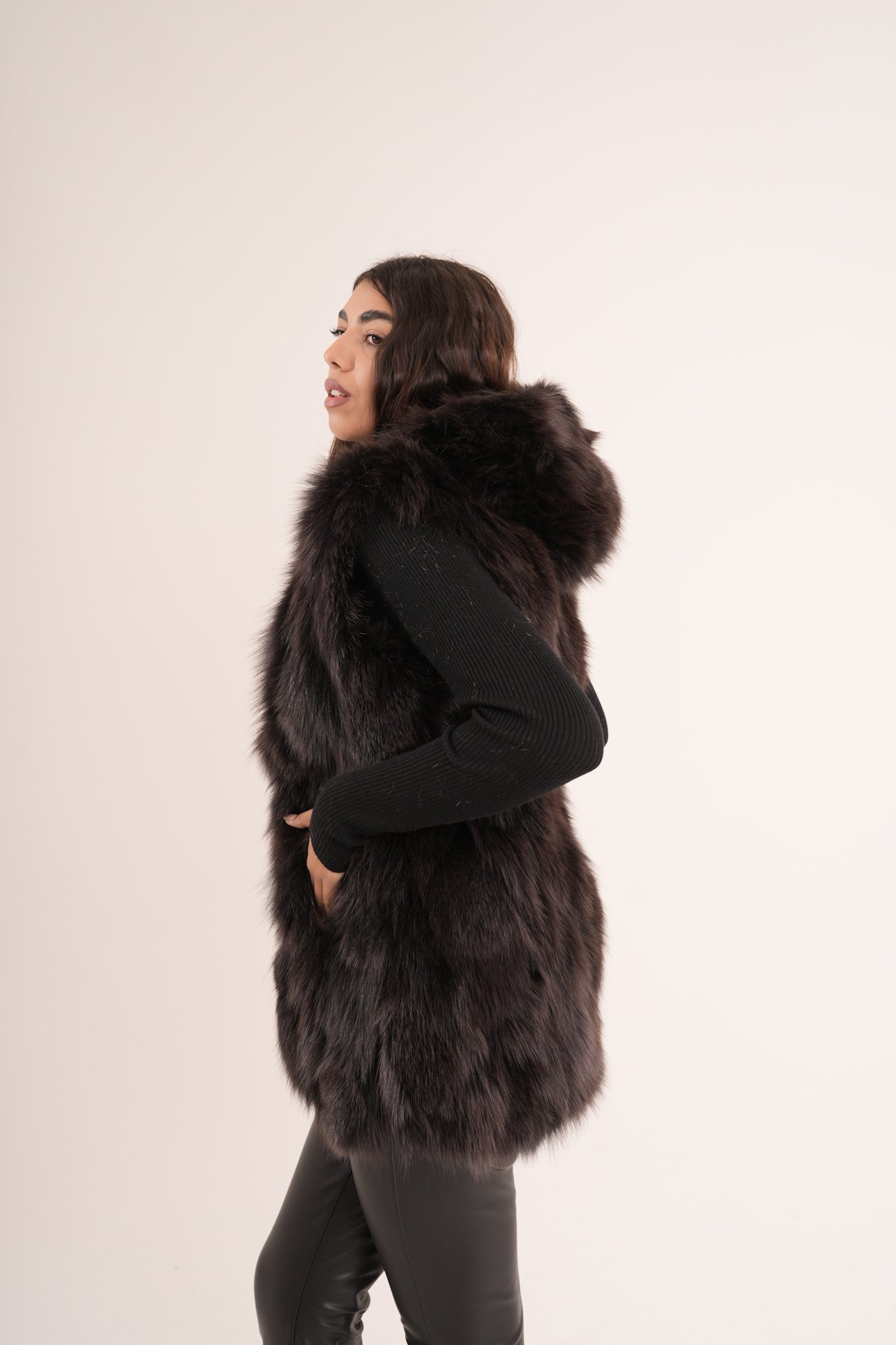 Gilet in volpe choco