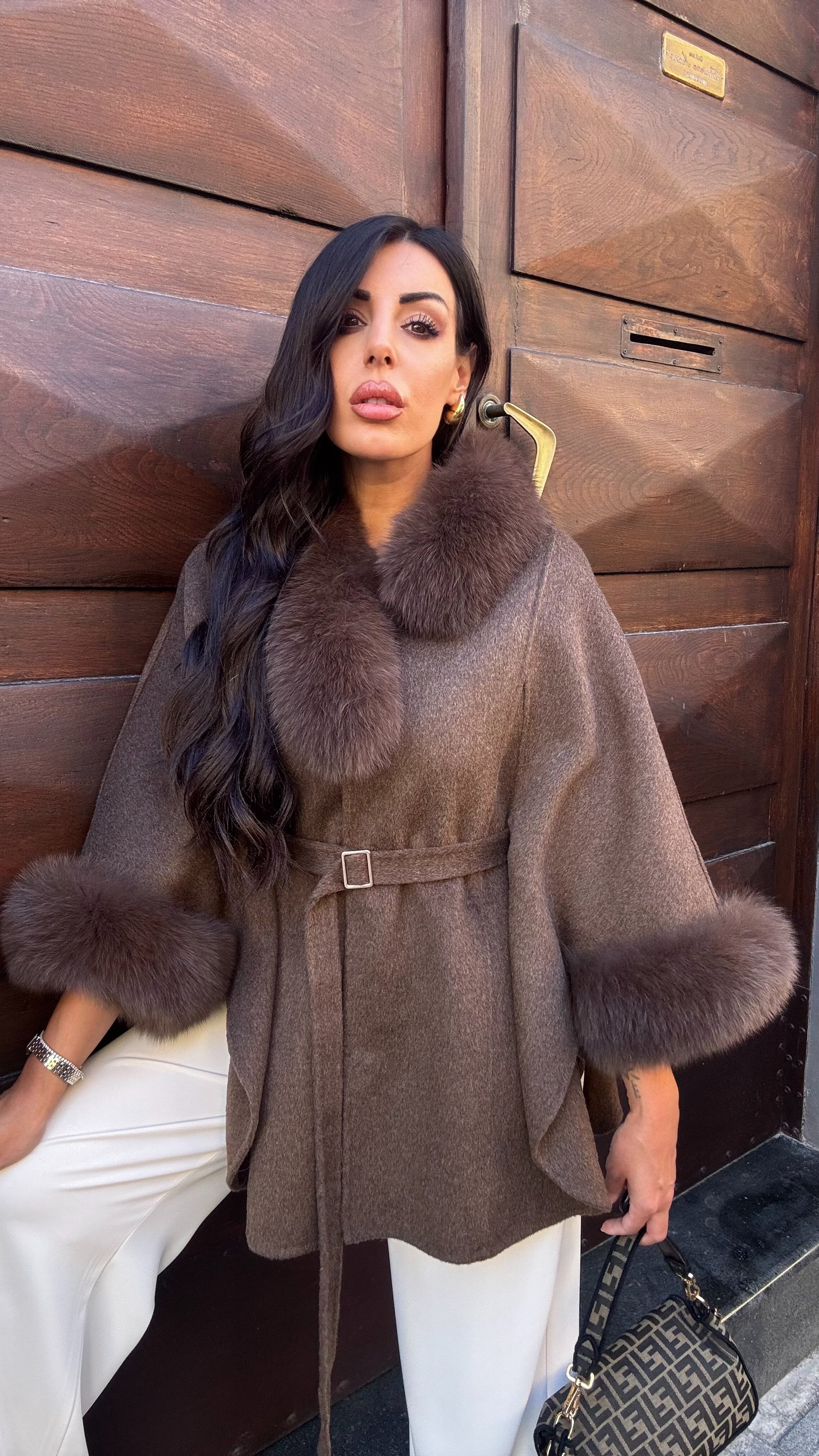Cappa 50%lana 50%cashmere caffè