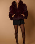 Bomber in volpe bordeaux
