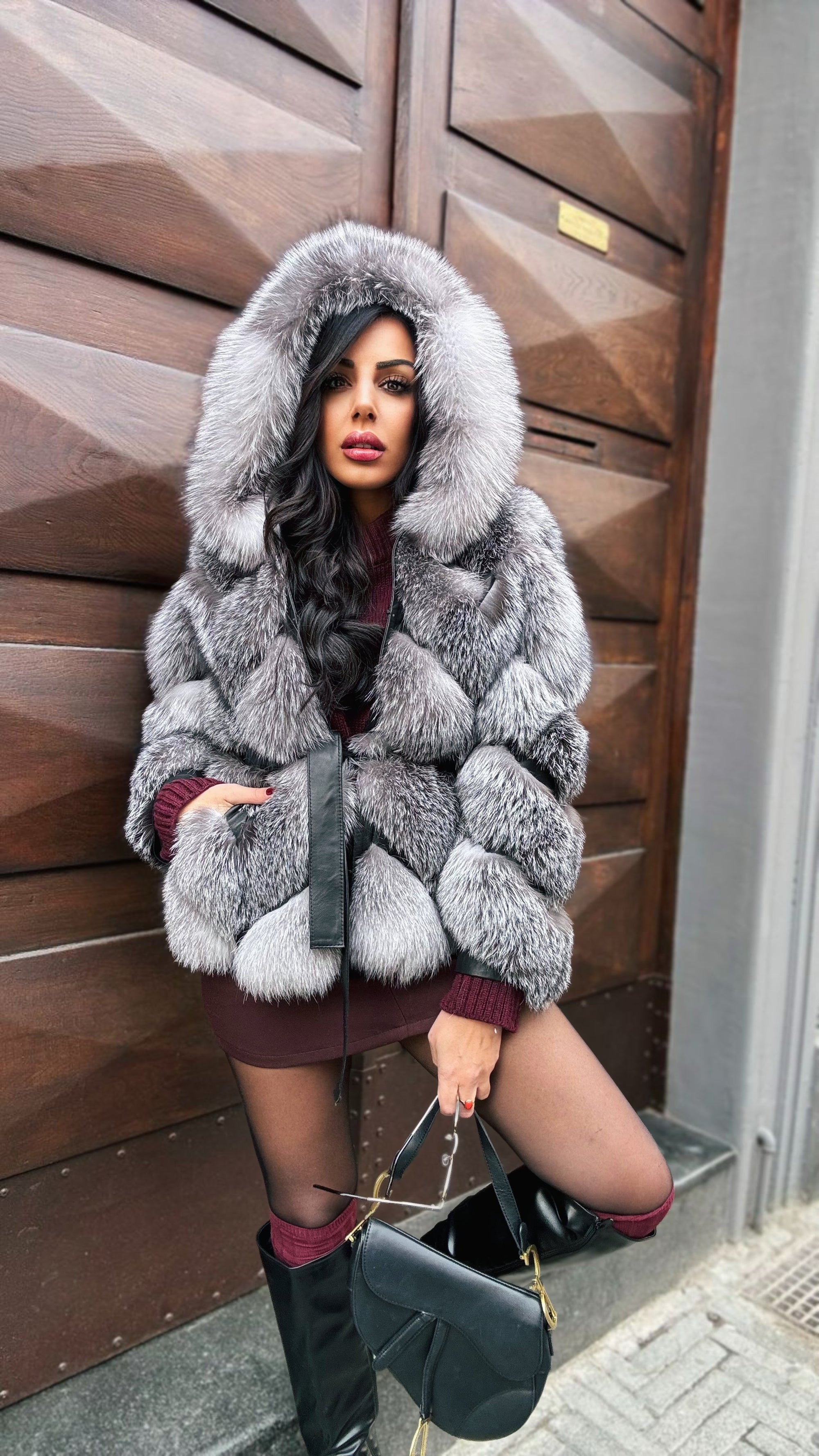 Volpe Peony Grey natural fox luxury