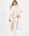 Cappotto bordato in volpe panna