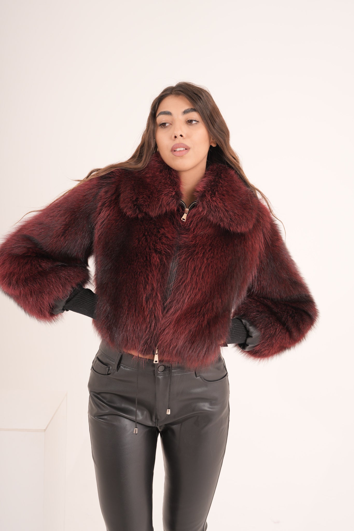 Bomber crop Burgundy