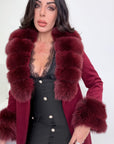 Cappotto luxury bordeaux bordo in volpe