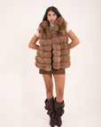 Gilet in volpe coffee