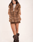 Gilet in volpe coffee