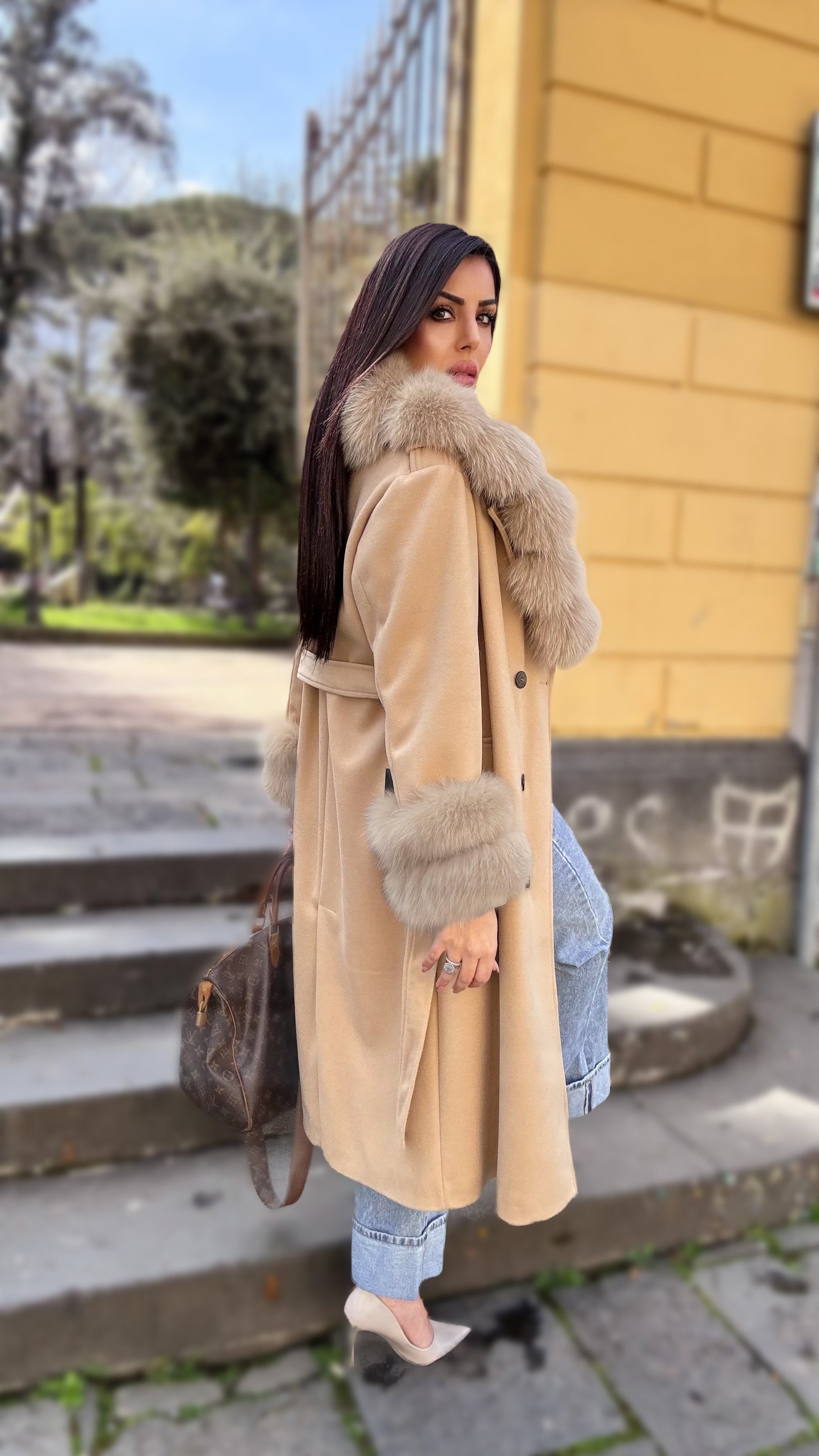 Cappotto doppiopetto beige luxury