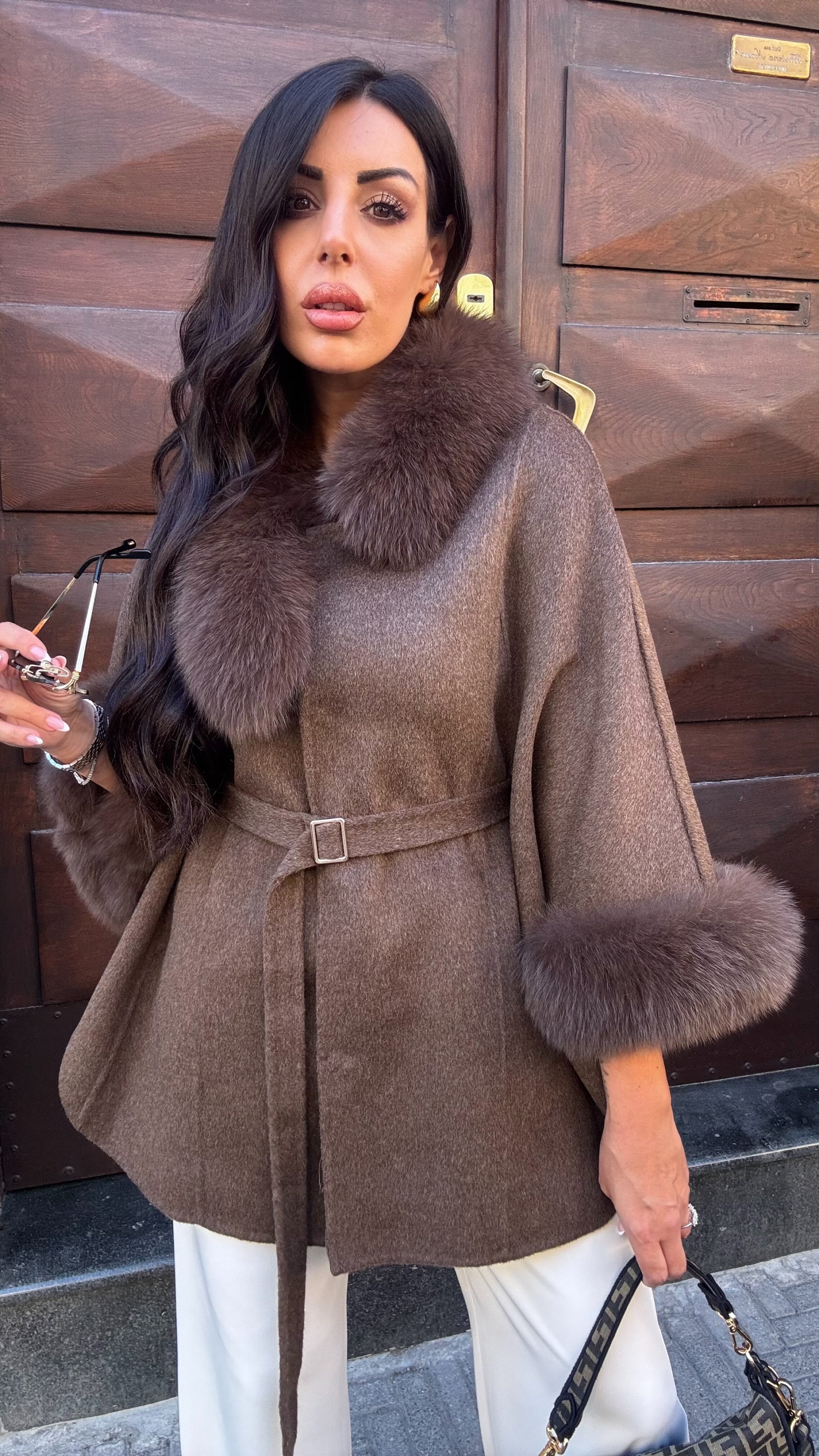 Cappa 50%lana 50%cashmere caffè