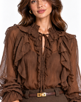 Camicia in chiffon cioccolato
