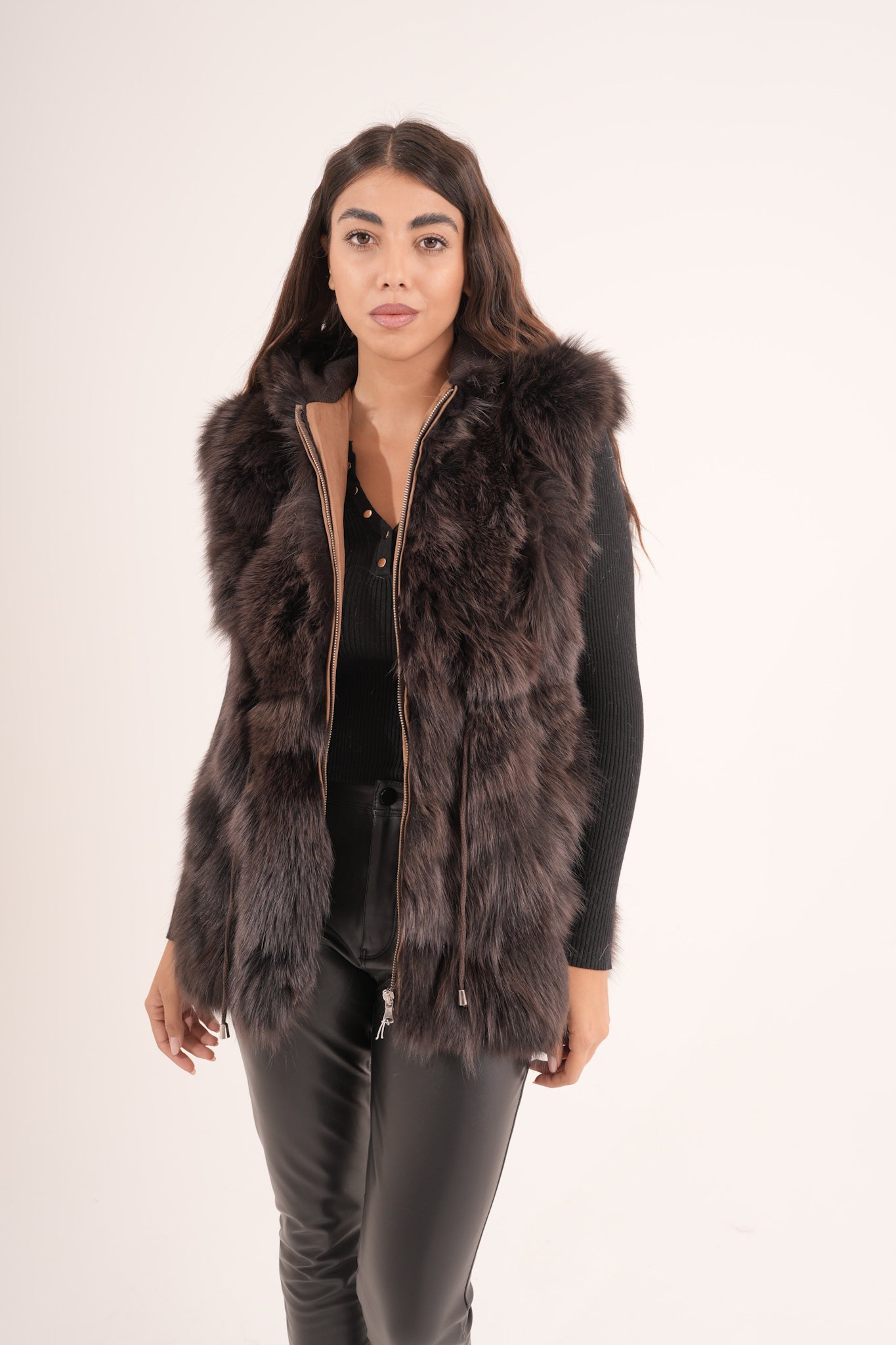 Gilet in volpe choco