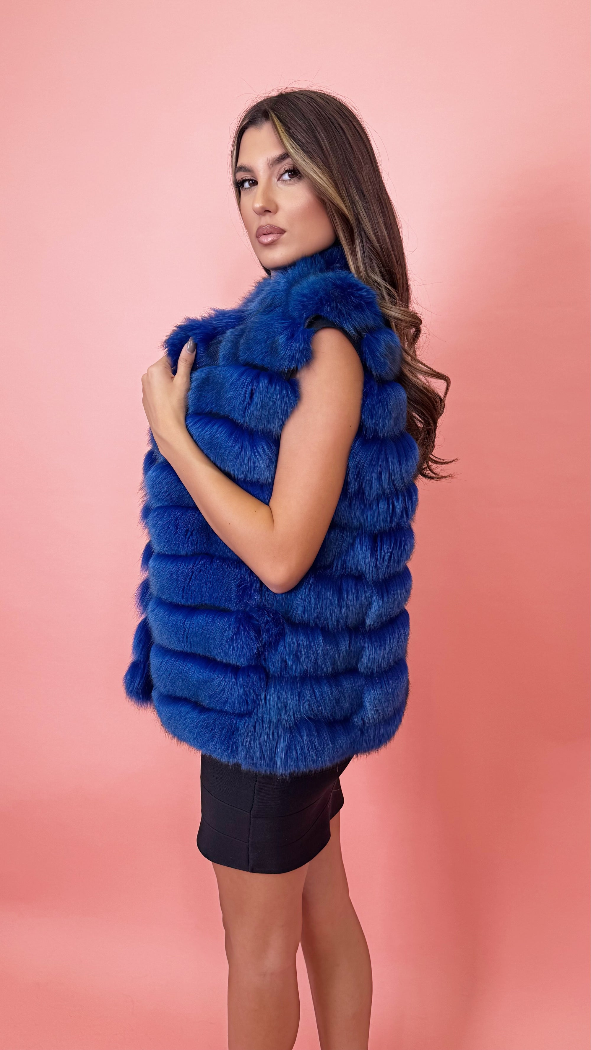 Gilet in volpe blu
