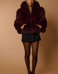 Bomber in volpe bordeaux