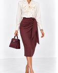 Gonna Midi Fiocco bordeaux