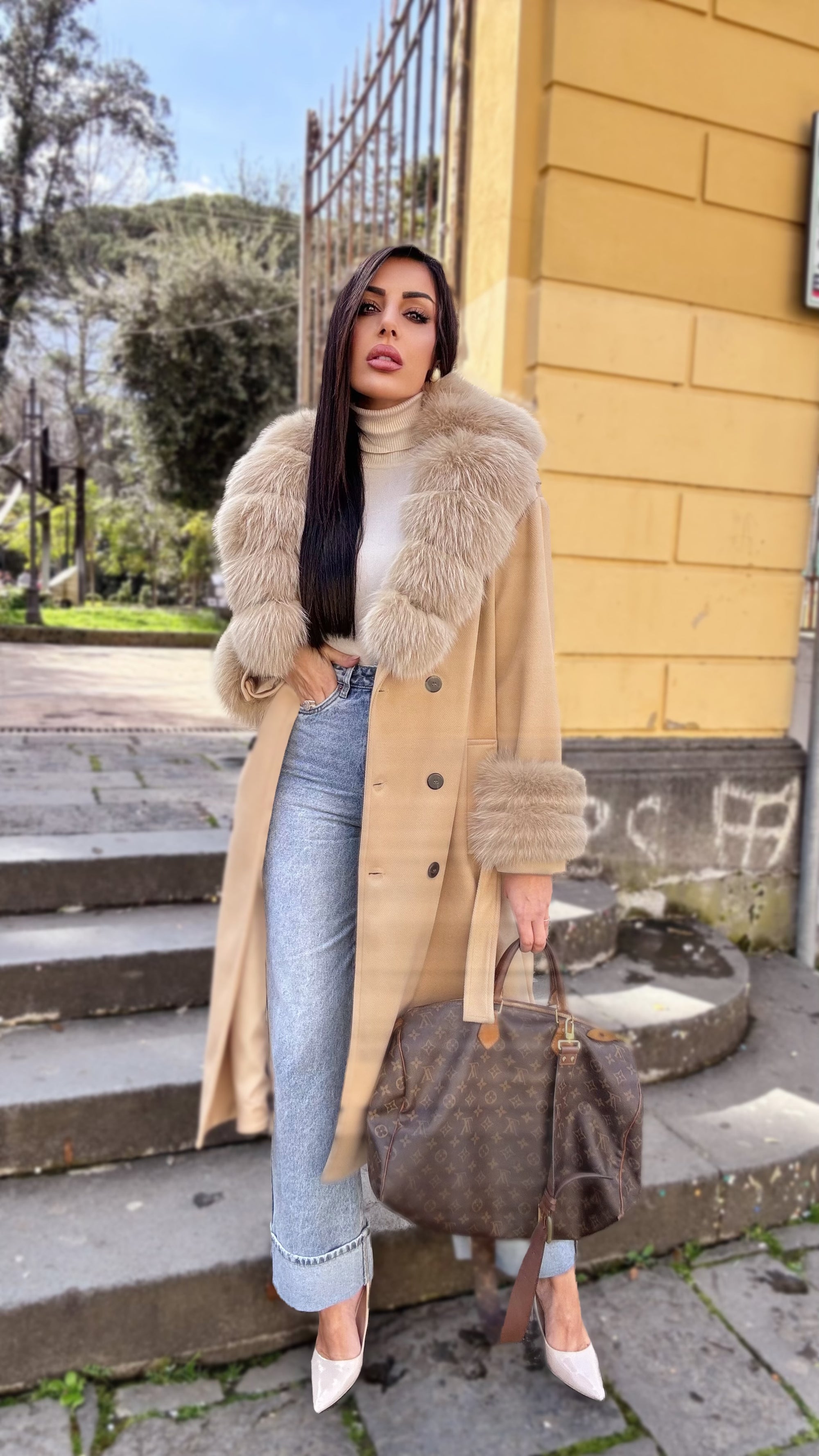 Cappotto doppiopetto beige luxury