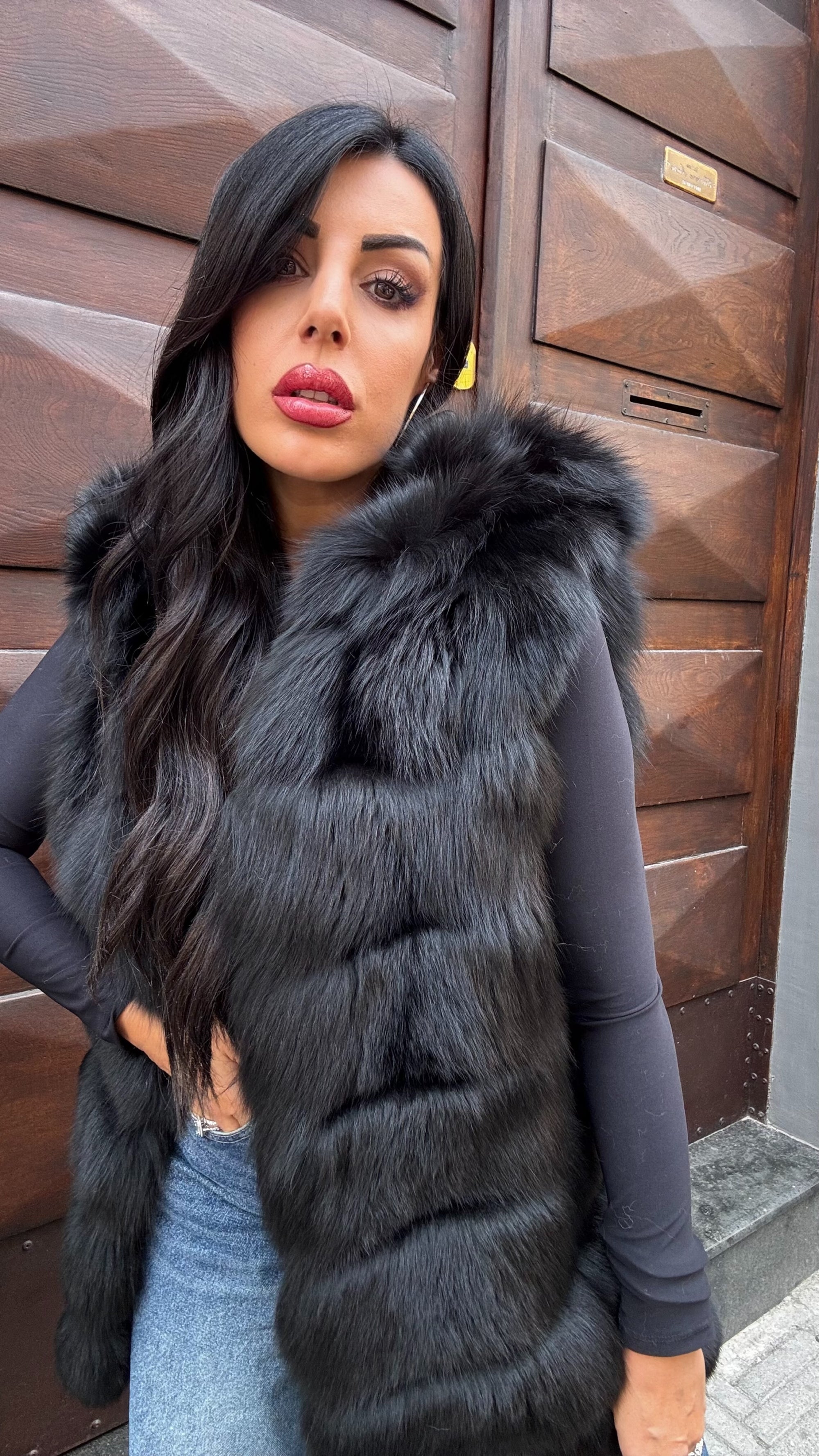 Gilet in volpe black love