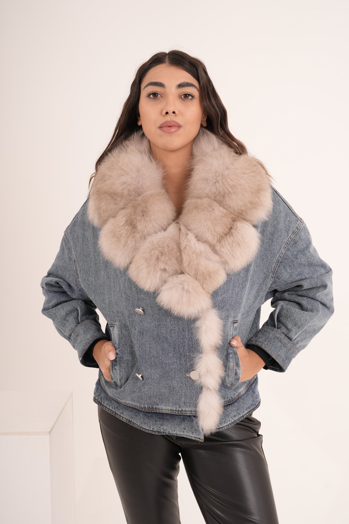 Piumino denim & volpe .