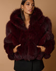 Bomber in volpe bordeaux