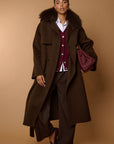 SAVANN Luxury COAT 100% lana Brown