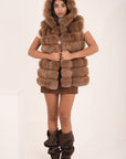 Gilet in volpe coffee
