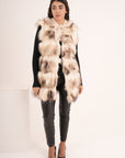 Gilet con cappuccio in volpe lilis