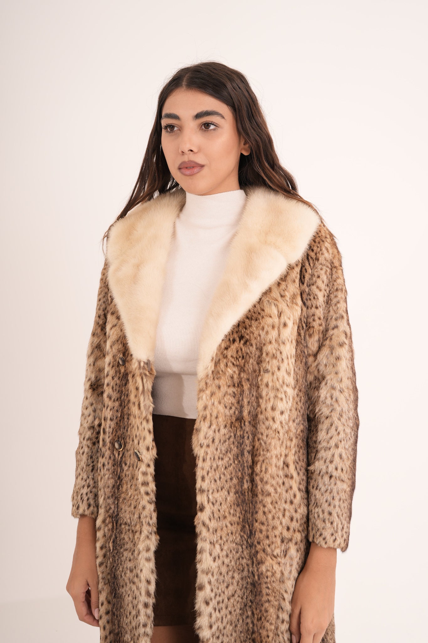 Lince con collo in visone animalier lisa