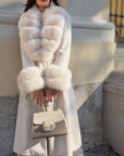 Cappotto monopetto bordi in  volpe panna