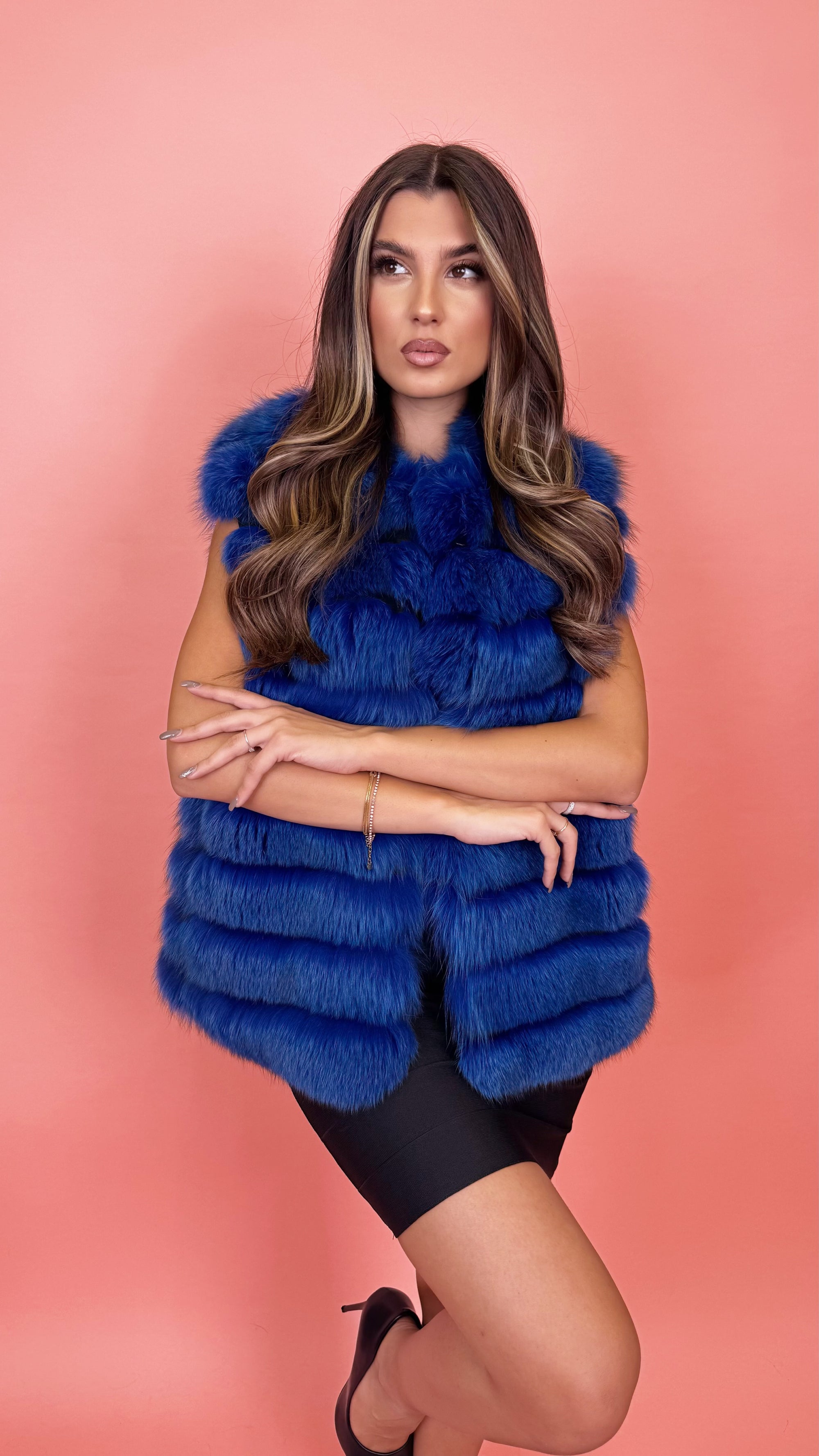 Gilet in volpe blu