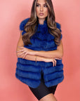 Gilet in volpe blu