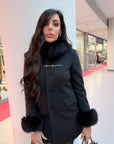 Cappotto gancio con bordo in volpe