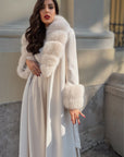 Cappotto monopetto bordi in  volpe panna