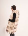Gilet con cappuccio in volpe lilis