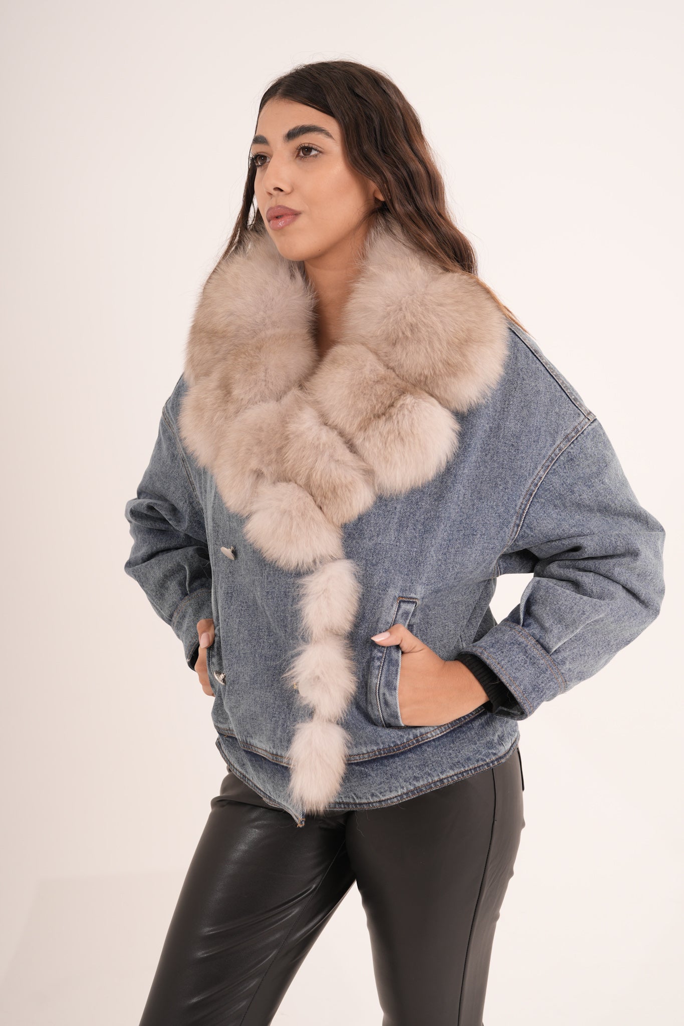 Piumino denim & volpe .