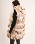 Gilet con cappuccio in volpe lilis