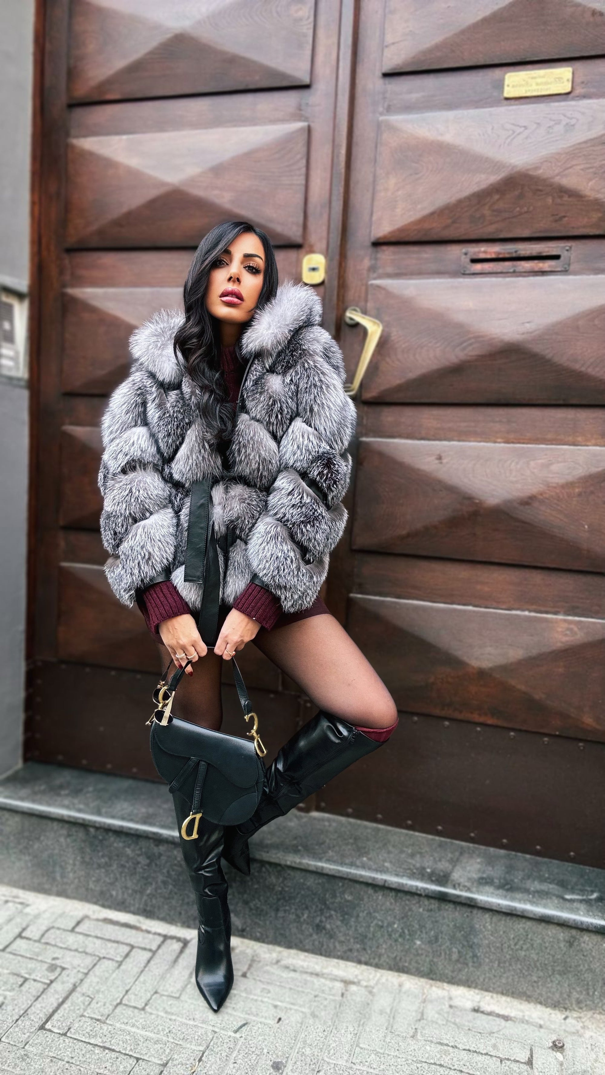 Volpe Peony Grey natural fox luxury