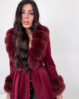 Cappotto luxury bordeaux bordo in volpe