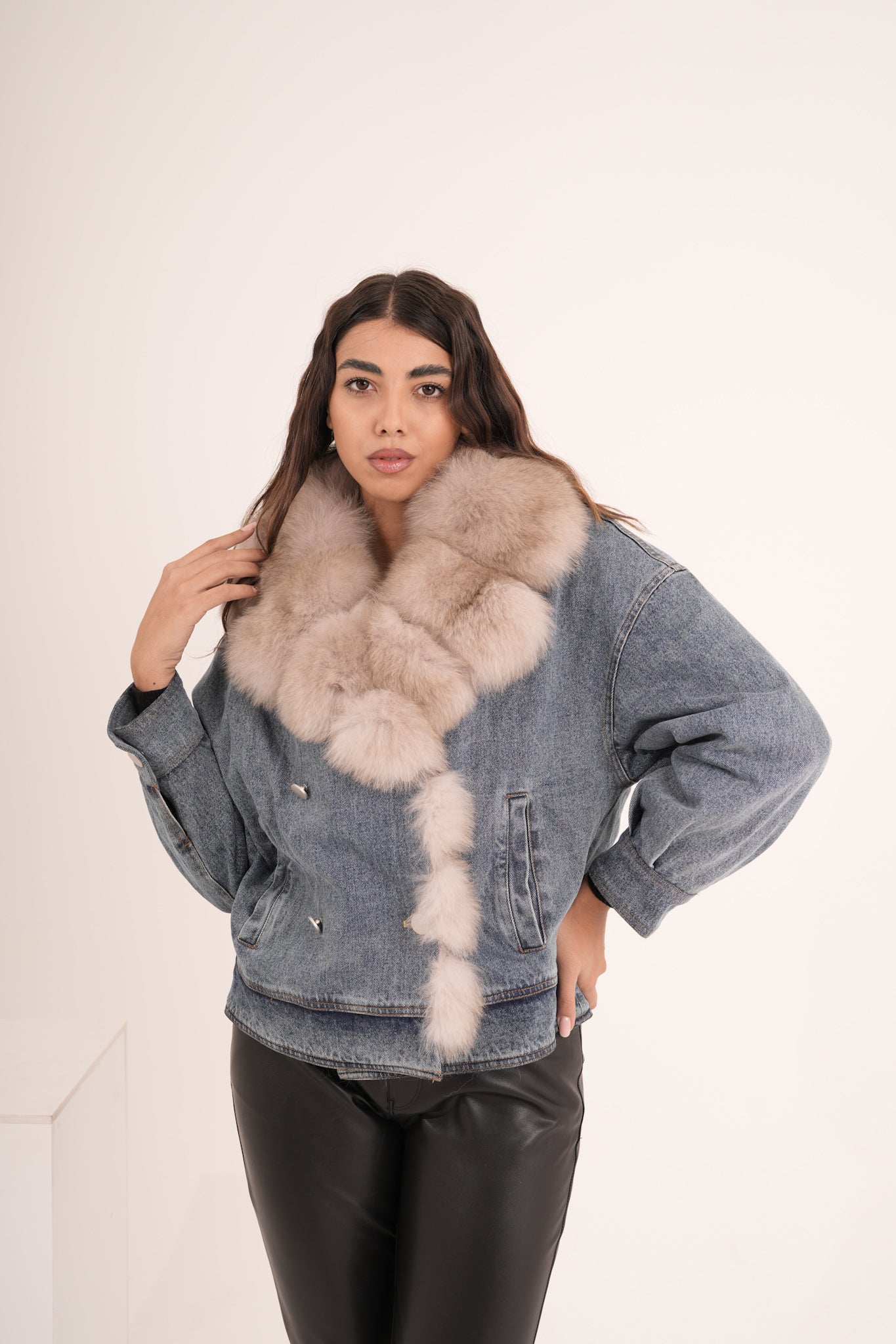 Piumino denim & volpe .
