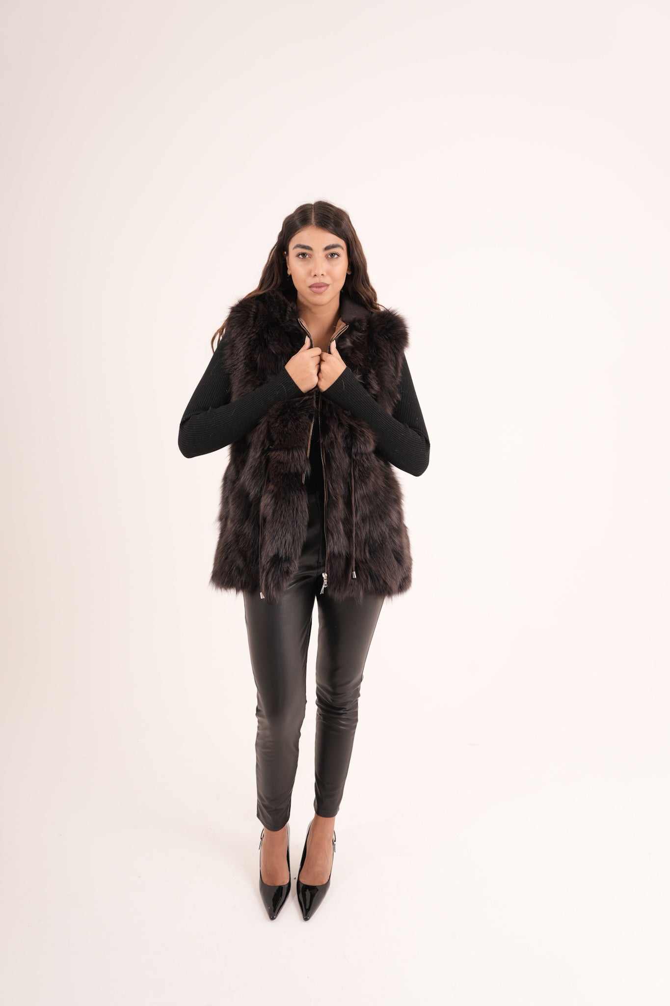 Gilet in volpe choco