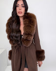 Cappotto luxury caffè bordo in cashmere