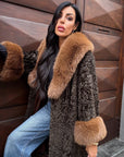 Astrakan  con bordatura in volpe amelie