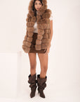 Gilet in volpe coffee