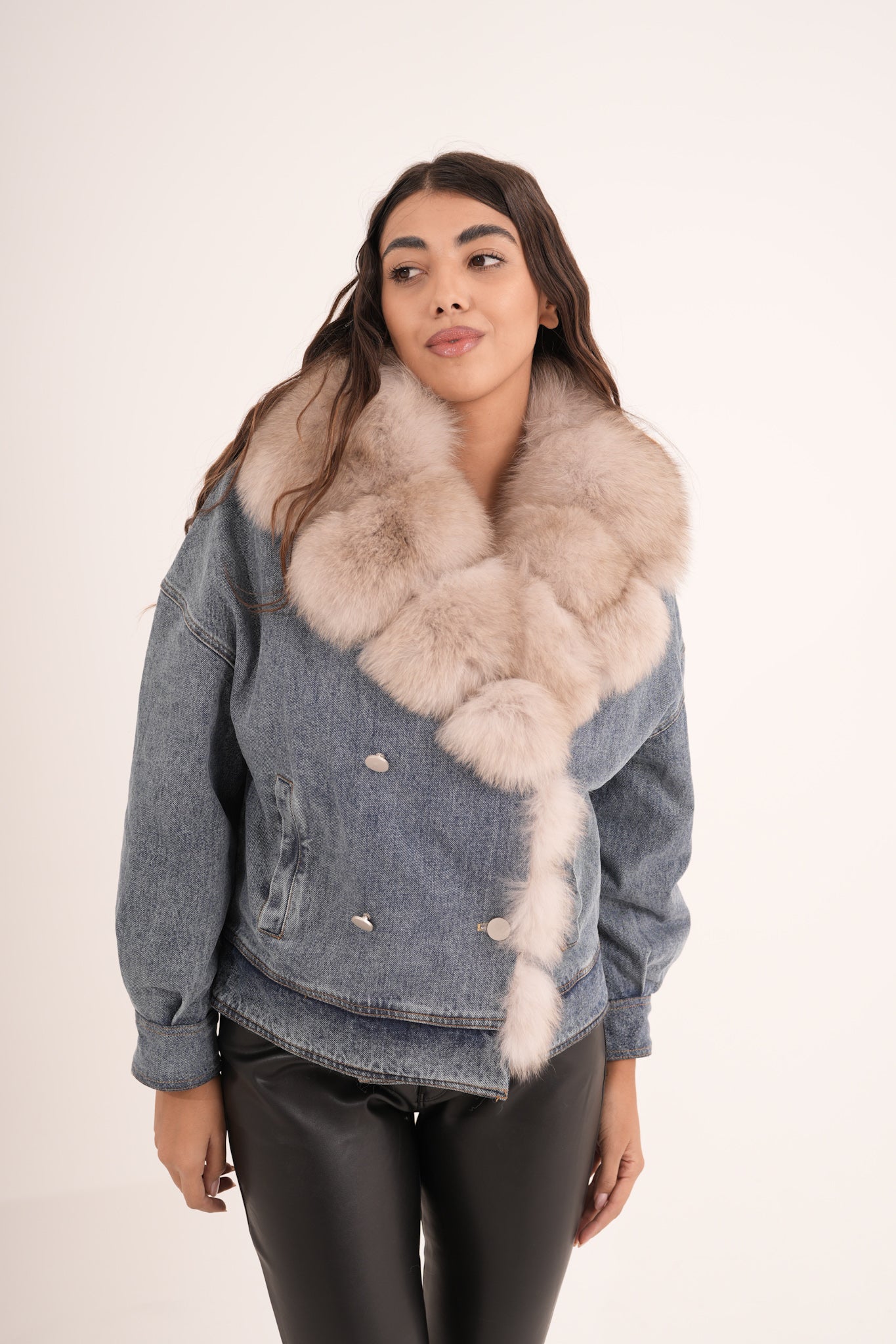 Piumino denim & volpe .