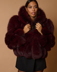 Bomber in volpe bordeaux