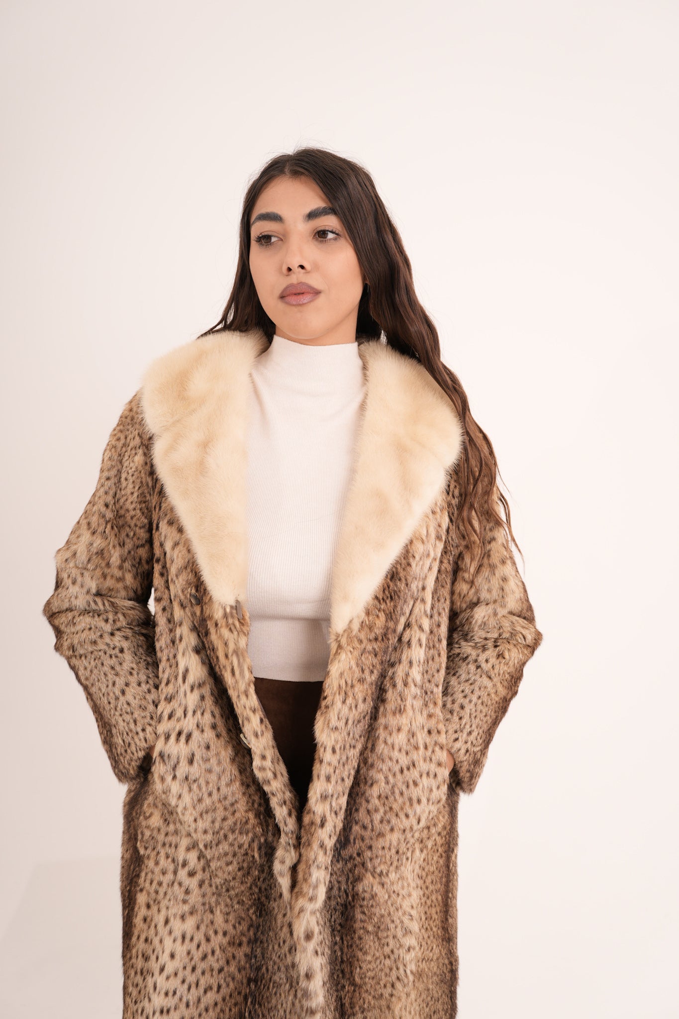 Lince con collo in visone animalier lisa