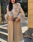 Cappotto monopetto bordi in volpe nocciola