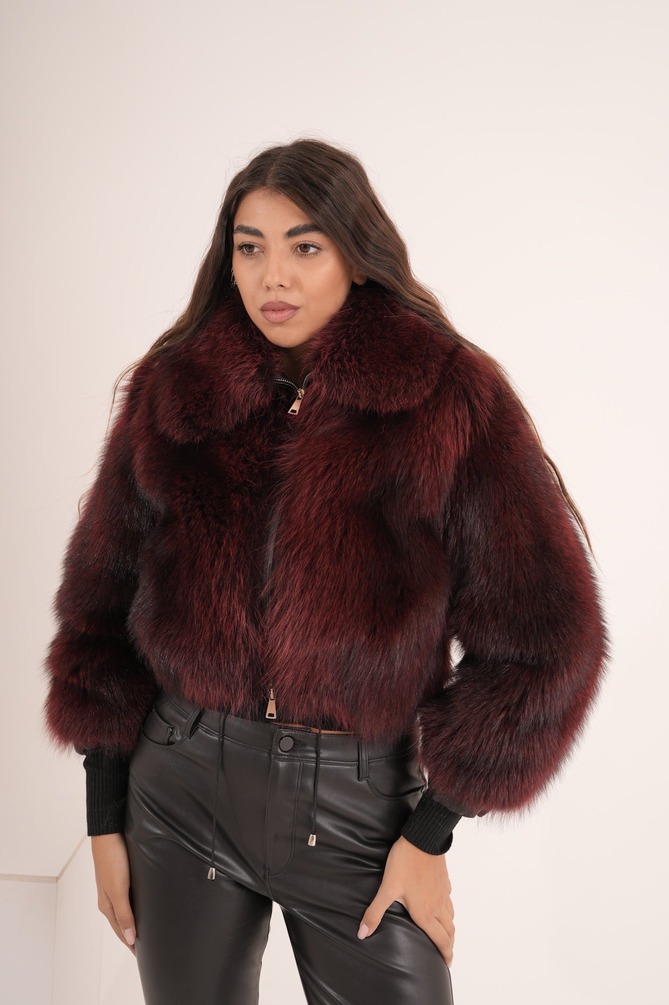 Bomber crop Burgundy