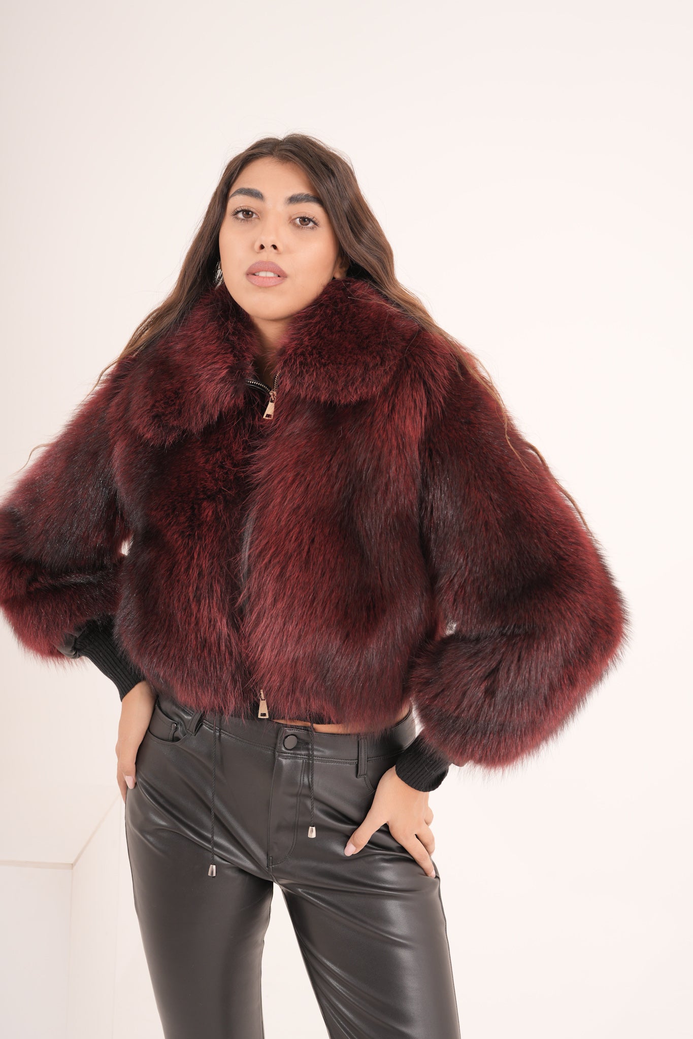Bomber crop Burgundy